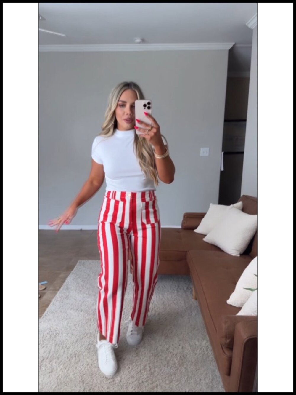 High Waisted Cropped Striped Denim Wide Leg Pants with Pockets - Picture 6 of 6